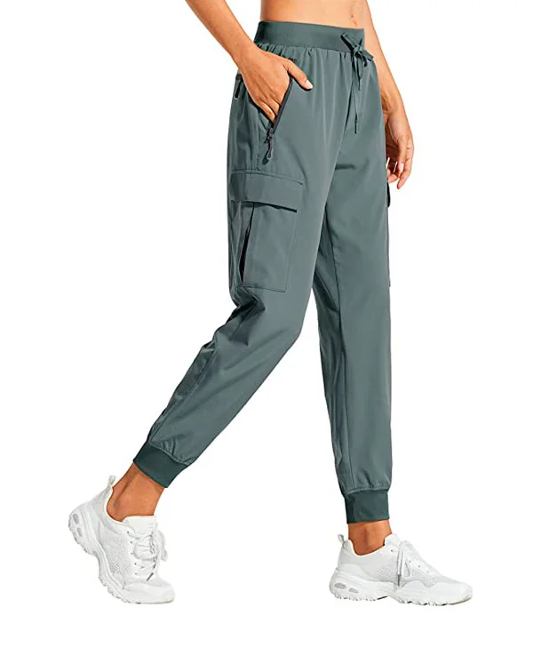 Pantalones-deportivos-tipo-cargo-para-mujer,-ligeros,-de-secado-rápido